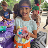 Kids holding Slime that they made for fun.