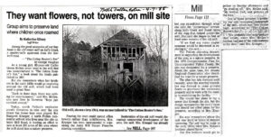 Newspaper Article from 1988 and historic image of old 5 story flour mill.